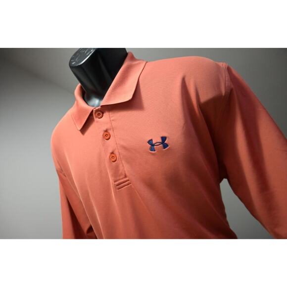 Under Armour Golf Polo Performance HeatGear Loose Orange Shirt Mens Sz XL - Picture 1 of 10